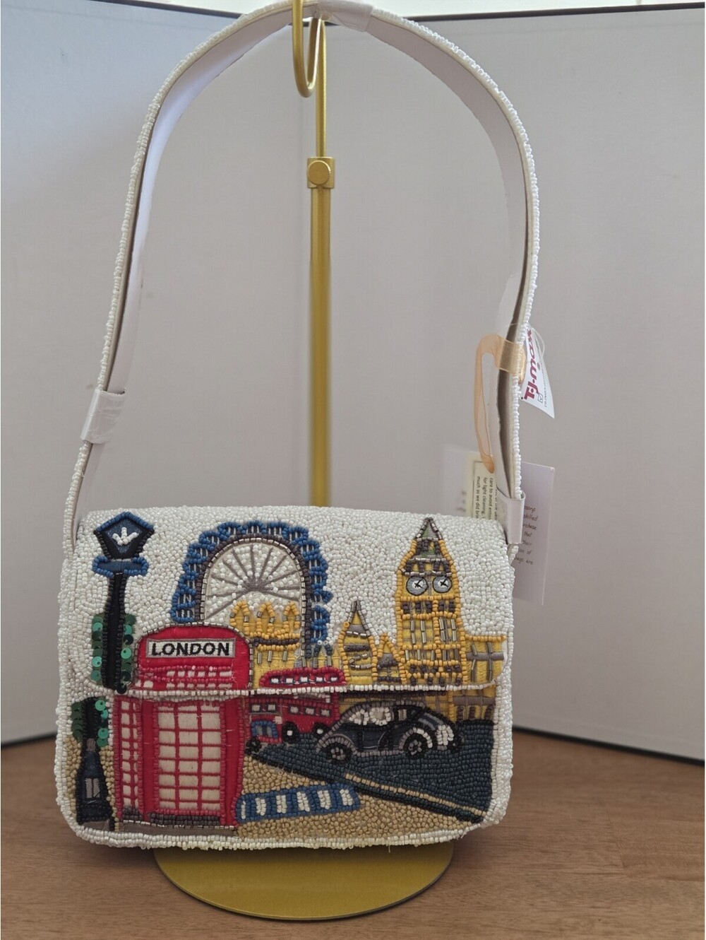 From India to You London Beaded Crossbody Bag Big Ben London Eye NWT